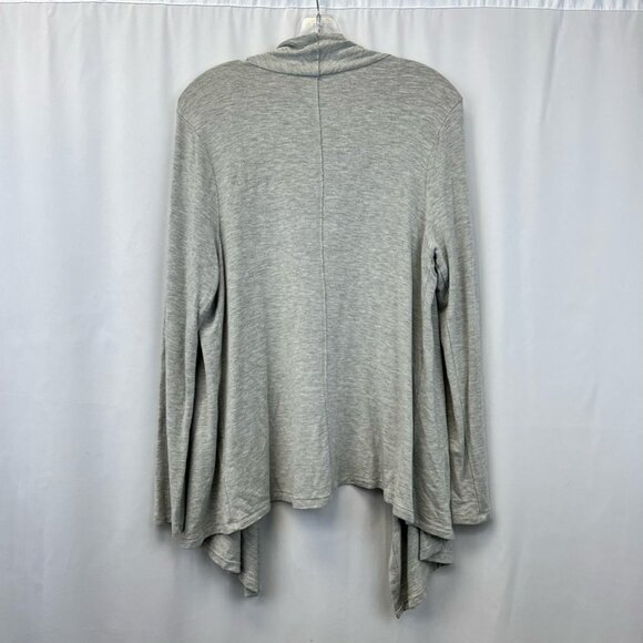 Joan Vass Womens Cardigan Sweater Gray Long Sleeve Open Front Waterfall Knit M - Picture 2 of 11